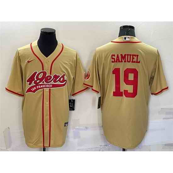 Men San Francisco 49ers 19 Deebo Samuel Gold With Patch Cool Base Stitched Baseball Jersey